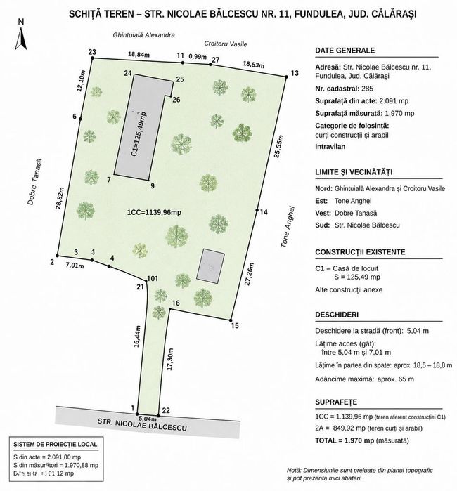 Teren intravilan 1.970mp | Central Fundulea | A2 | 30 min IKEA Pallady