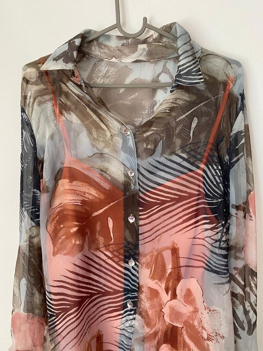 Копринена риза с принт,46