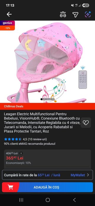 Leagan electric multifunctional pentru bebelusi