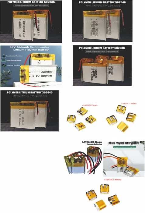 Новые аккумуляторы 3,7V 85 моделей емкостью от 25 mAh до 3500 mAh
