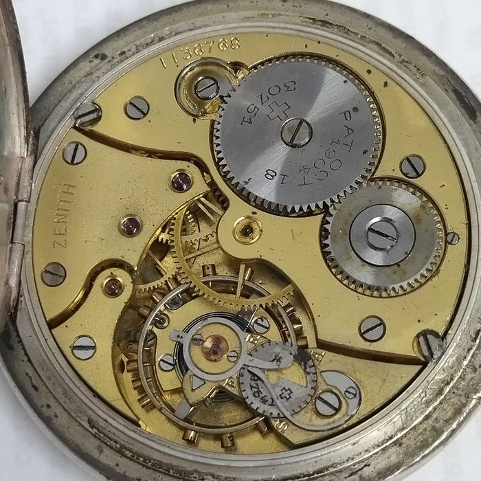ZENITH джобен часовник, сребро/Silver 0,800, работещ, много рядък