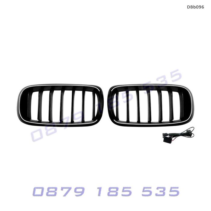 Светещи LED бъбреци BMW X5 X6 F15 F16 черен гланц DBb095 тунинг предни решетки бмв х5 х6 с лед светлини