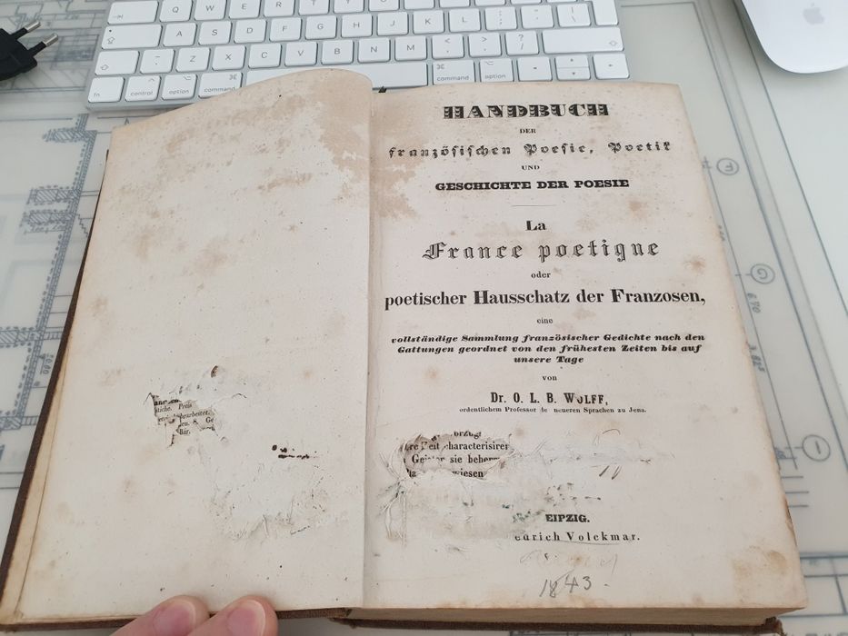 Carte veche Limba Germana 1843 Leipzig La France Poetique Dr OLB Woff