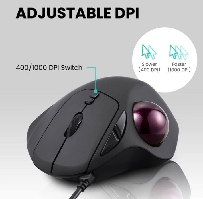 Mouse ergonomic Perixx PERIMICE-517 cu trackball 400/1000 DPI cu fir