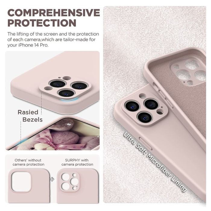 Liquid Silicone Phone Case for iPhone 14 Pro with Screen Protector