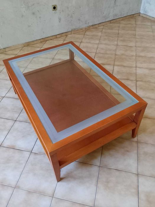 Холна маса масив+стъкло 120х80х45