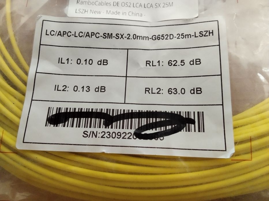 чисто нов 25метра оптичен кабел за оптичен интернет и оптичен рутер