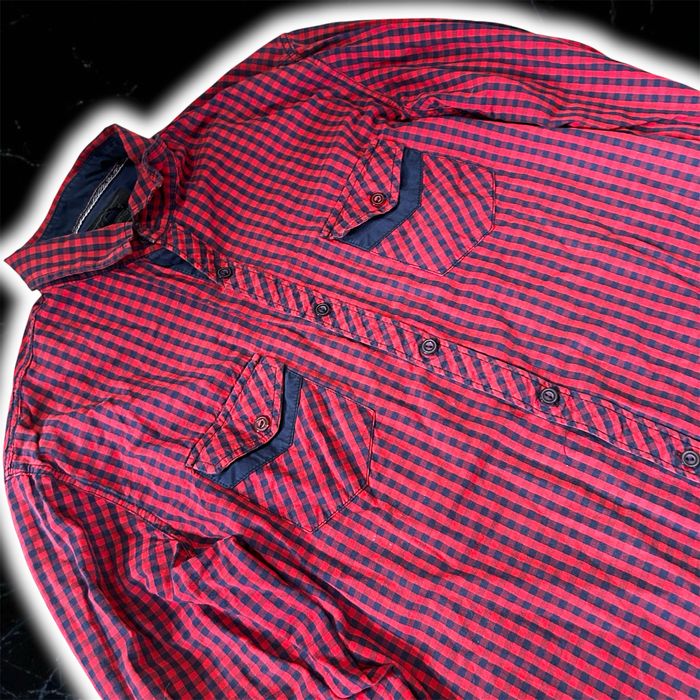 Cămașă casual roșu-negru cu model în carouri – Mărime M