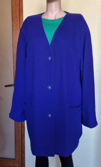 Blazer elegant de toamna/primavara, albastru regal, lana 80%, captusit, marimea 46-48