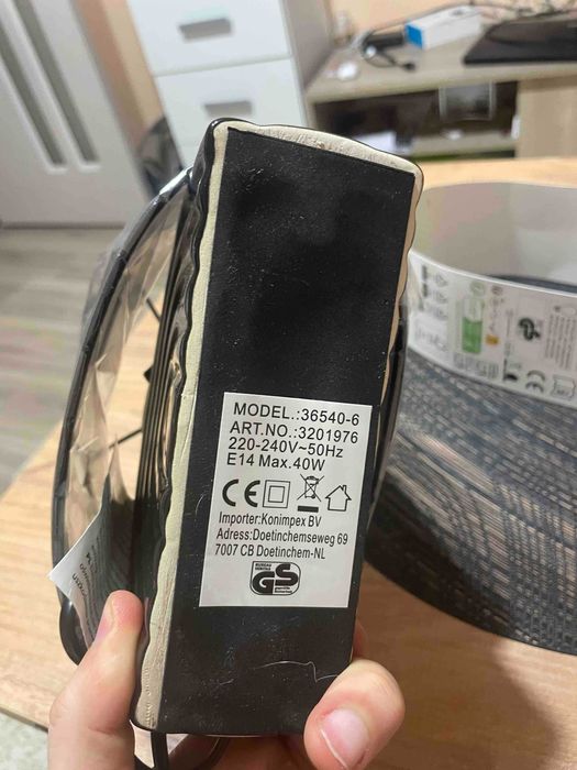 Нощна лампа за спалня, черна, керамична основа