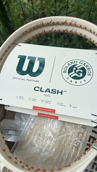 Racheta Tenis Wilson Clash 100L V3 Roland Garros - 280g  [EDITIE LIMITATA]