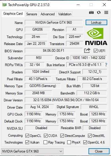 Placa video gaming MSI GTX 960 Impecabila