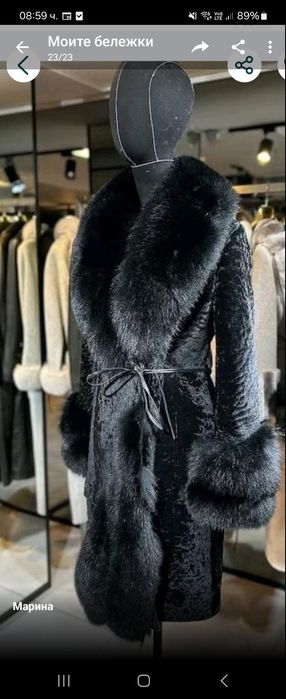 Палто естествен косъм, астраган и лисица, ново с етикет