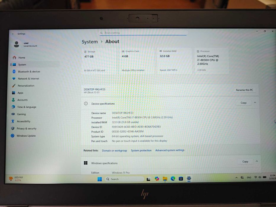 Продавам HP Zbook 15 G5