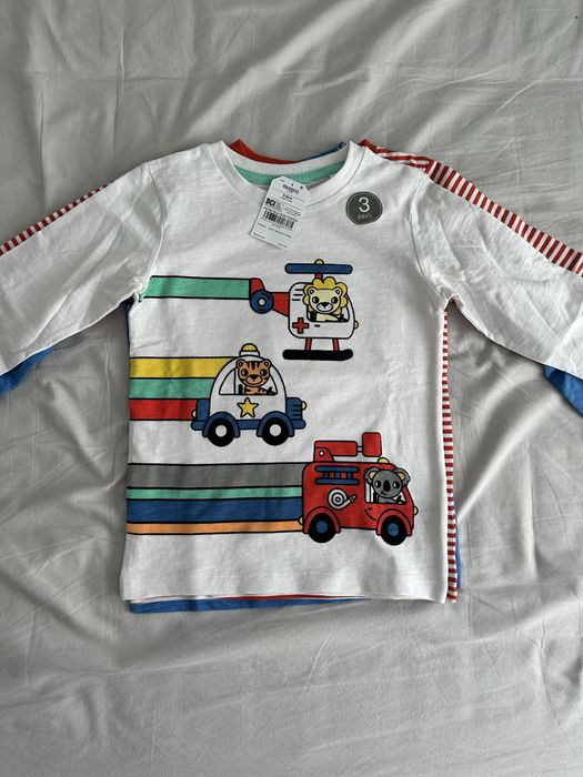 Set 3 bluze Next cu maneci lungi cu vehicule, 5-6 ani, 116 cm - NOI