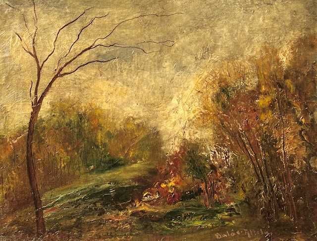 *TOAMNA* Tablou VECHI, semnat Balla Attila, ulei pastos/carton