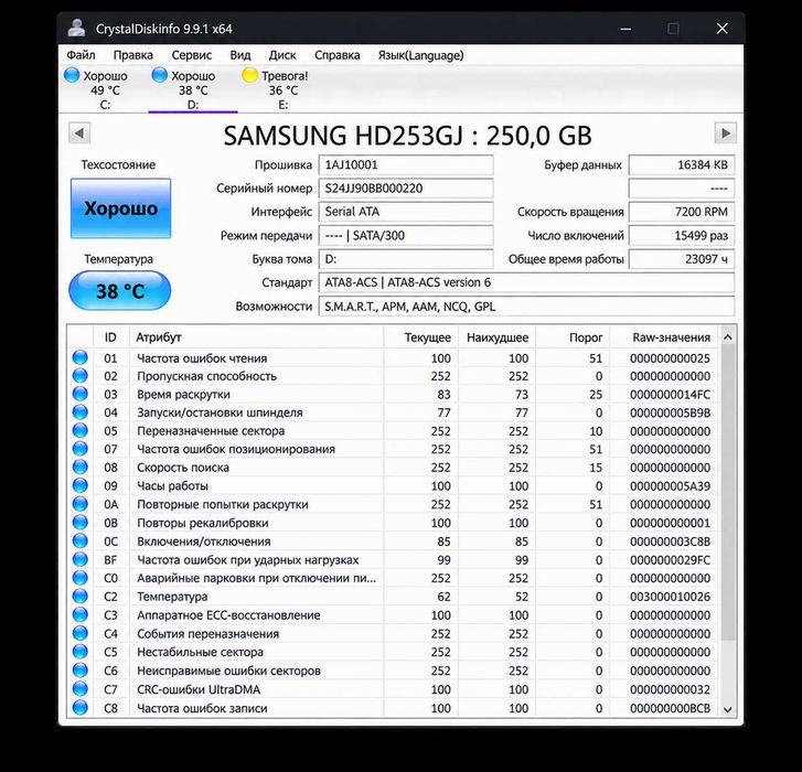 Жесткий диск HDD 250GB для компьютер