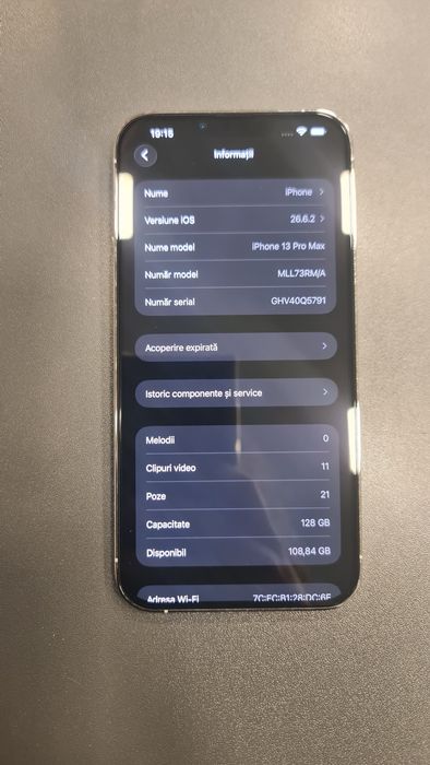 Iphone 13 Pro Max Alb Silver 128GB Bateria 100%