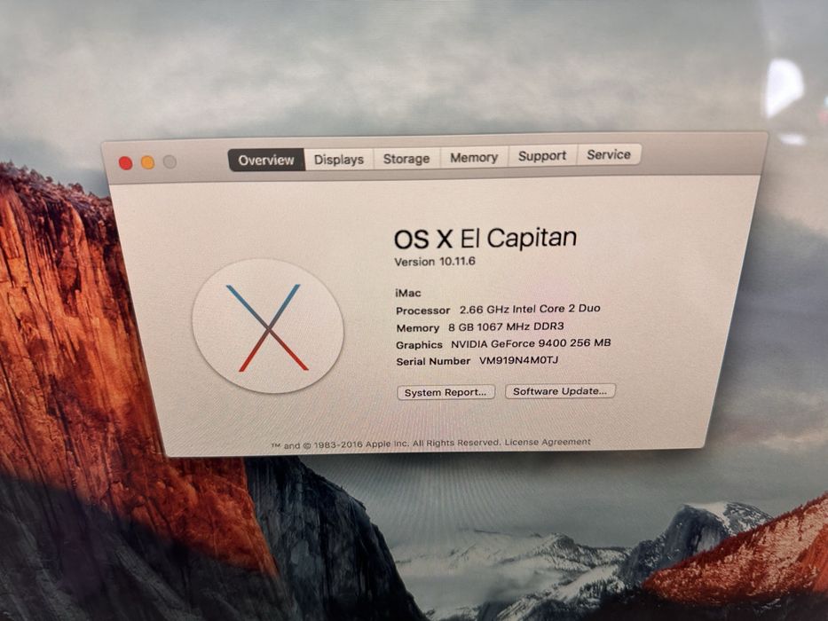 Apple iMac 24” (early 2009) Core 2 Duo 2.66 GHz/ 8 GB RAM/ 640 GB HDD