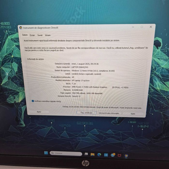 Laptop HP Ryzen 3 7320U 8GB 256GB SSD Gri Zeus Amanet Rahova 33180