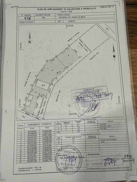 Vand casa batraneasca cu teren aferent de 855 in centru la Sarata