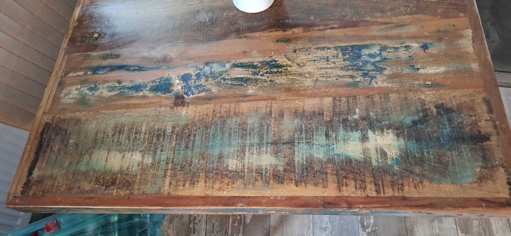 vidaXL Masa de bucatarie 180cm lemn masiv reciclat si otel incrucisat