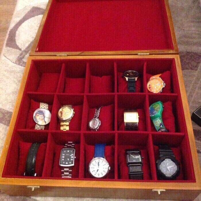 Cutie depozitare lemn ceasuri bijuterii