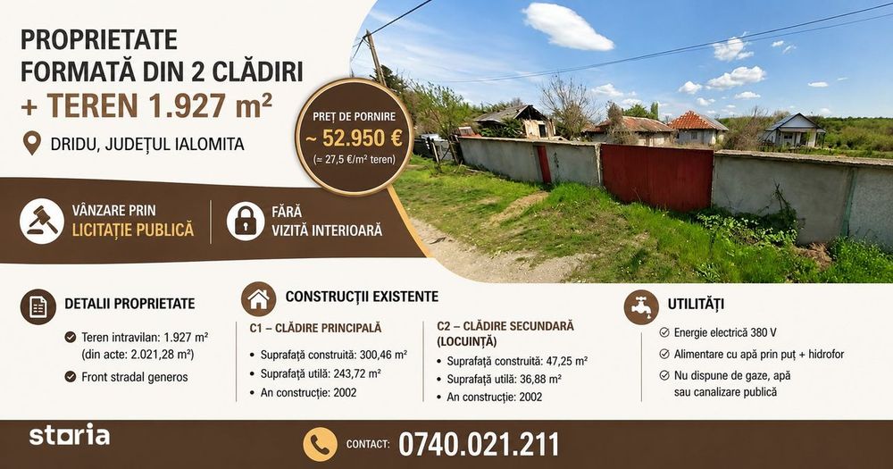 Casa-300 mp + Teren intravilan - 1.930 mp, Sat Dridu de Jos