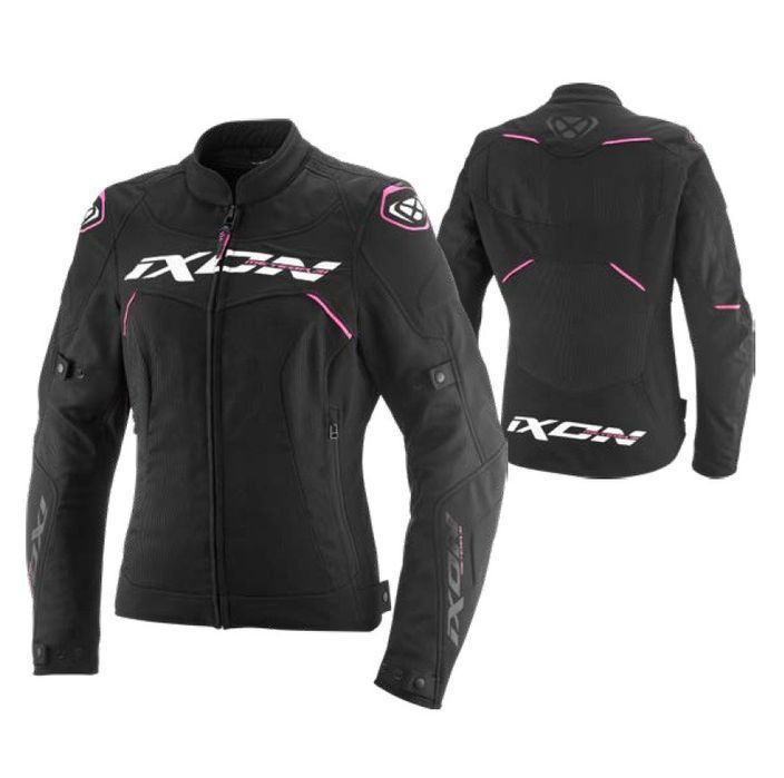 Geaca dama Racing/Roadster Ixon Meteor 31 LS negru/alb/roz moto