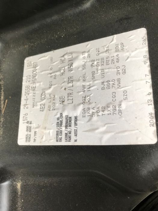 Dezmembrez Audi A8 4,0 tdi 2005 cod motor ASE