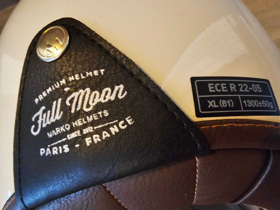 Casca moto MARKO Full Moon vintage classic XL crem Made In France