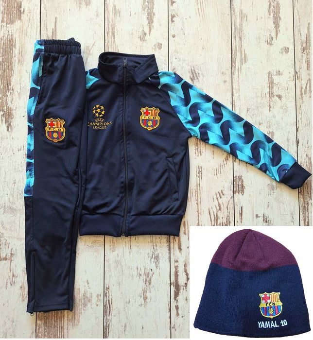 Yamal Сет Зимна Шапка + Детски анцуг Ламин Ямал Син Червен Барселона