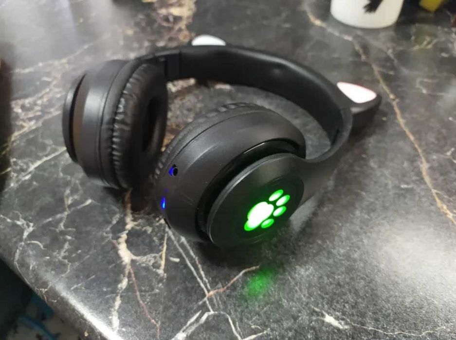 Слушалки безжични над главата светещи детски слушалки с микрофон