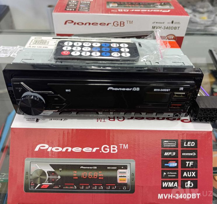 Pioneer.GB MVH-340DBT Bluetooth Avtomagnitola 12V/24V USB/TF/AUX