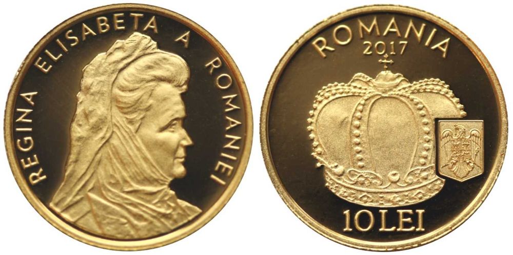 Moneda istoria aurului BNR Coroana reginei Elisabeta gradata NGC PF 69