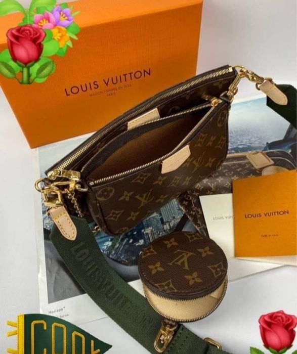 Geanta 3 în 1 Louis Vuitton,piele naturala, cutie,card,factura,saculet