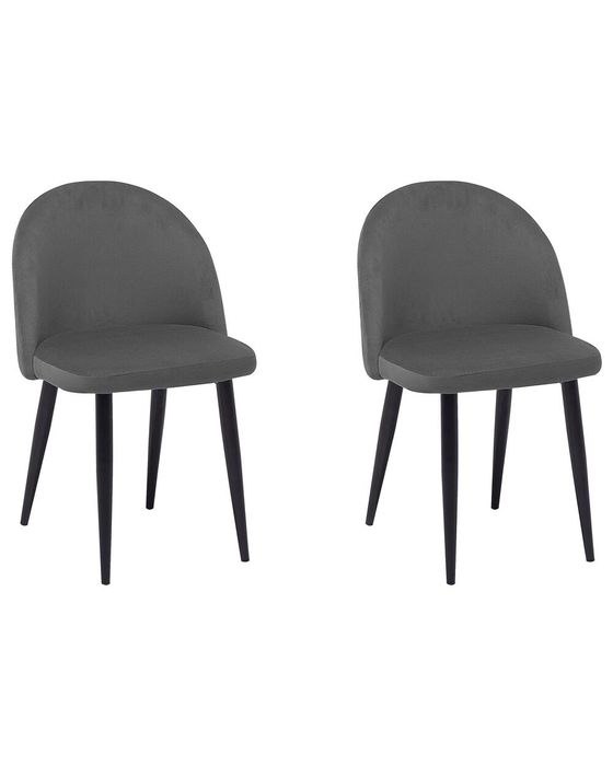 Set 2 scaune dining din catifea gri, Beliani