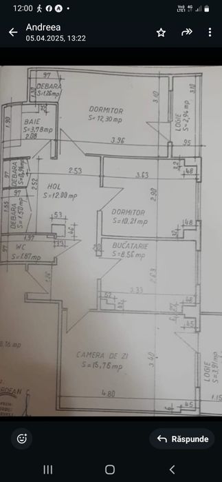 Apartament 3 camere decomandat cf.1 zona Prundu etaj8