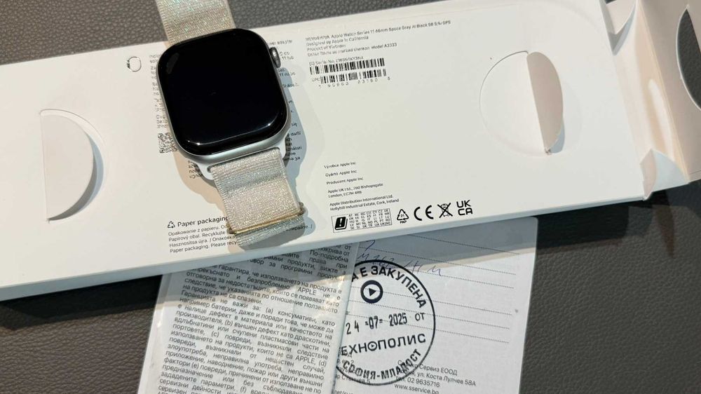 Apple Watch 11 GPS 46mm Space Gray AI Black в гаранция! 99% батерия