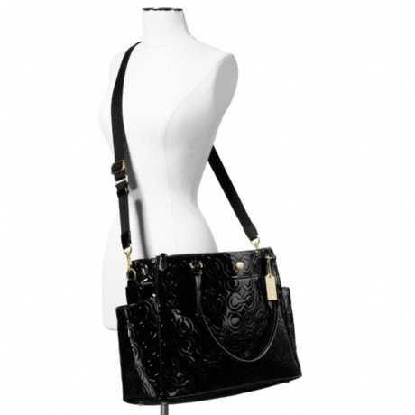 Genta mare Coach ORIGINALA neagra din piele embosata lacuita