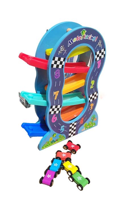 Нов модел дървена писта кръг пързалка с колички на 6 нива