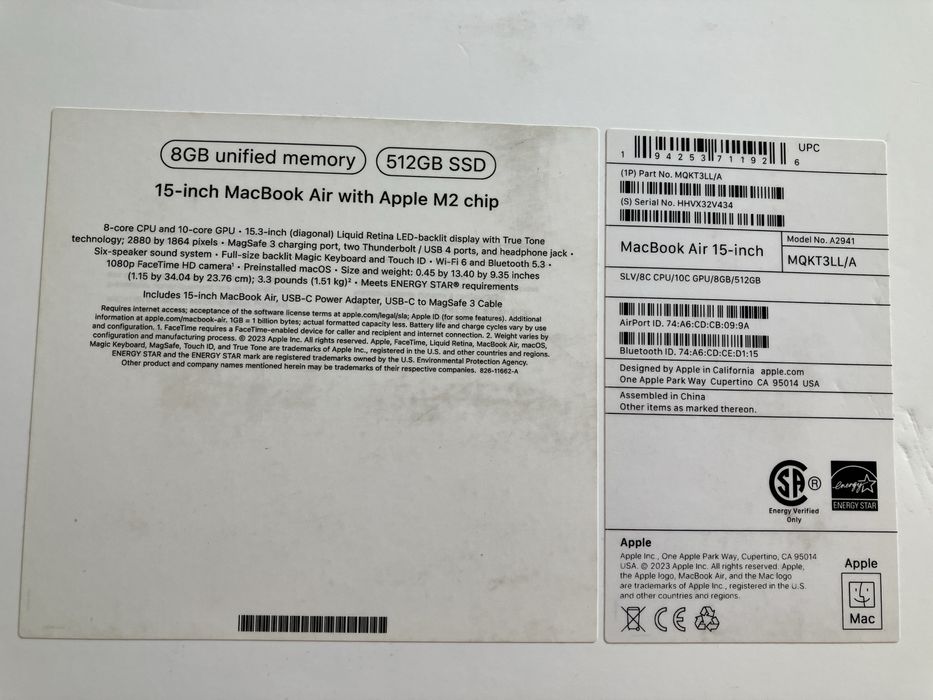 Apple MacBook Air (15″, M2, 512 ГБ)