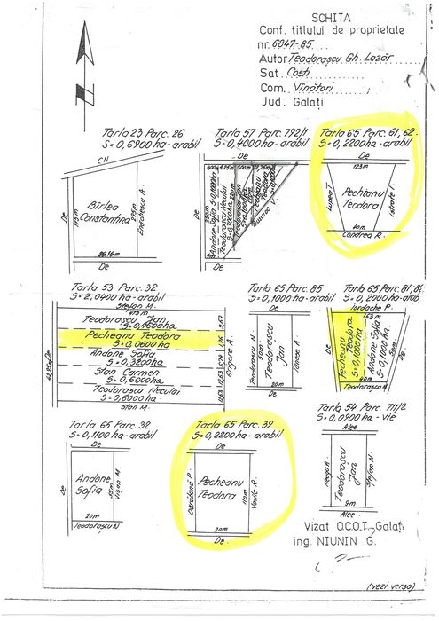 Vand teren arabil sat Costi 5 eur / mp