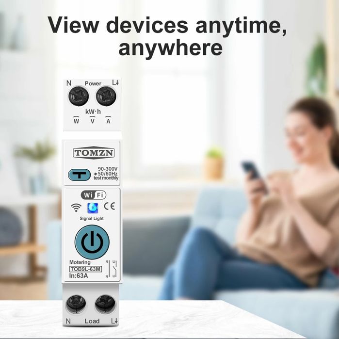 TOMZN TUYA 1P+N 63A WIFI Електромер