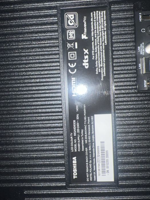 Tv tosiba 55 inch smart spart