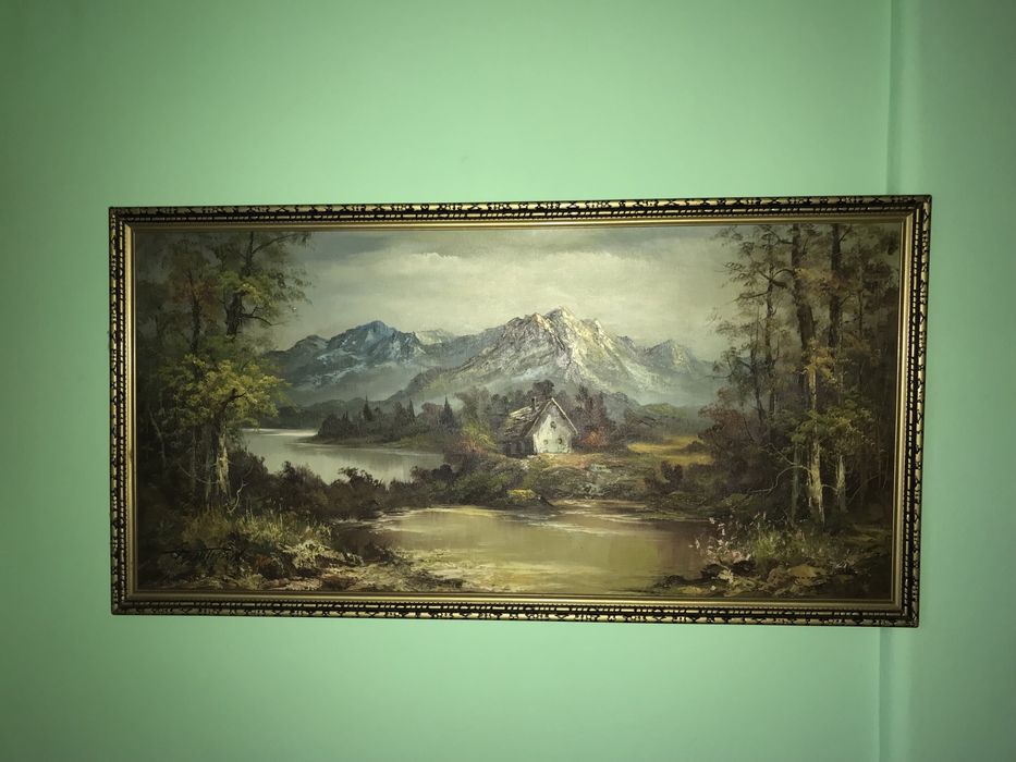 Pictura tablou in ulei pe PFL, din UK, 126 x 65 cm