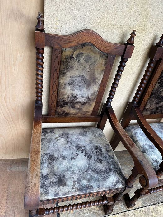 Jilt din lemn masiv stil Baroc; Fotoliu; Scaun cu elemente sculptate
