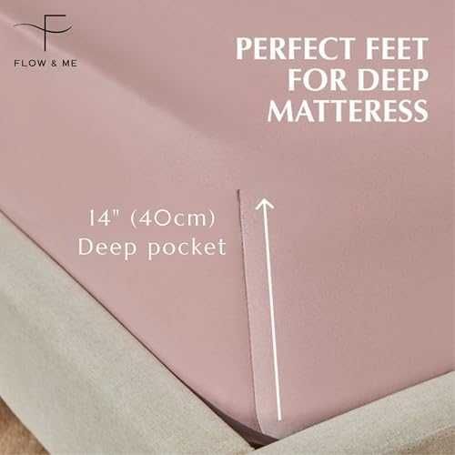 Нов Луксозен розов долен чаршаф памук сатен 400TC, за матрак до 35 см