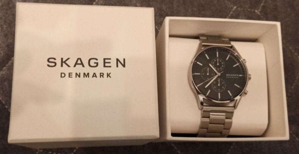 Ceas bărbătesc Skagen Cronograph nou nepurtat brățară metalica / piele