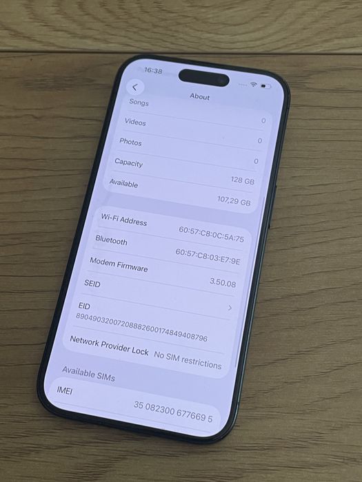 Бартер iPhone 15 pro 128gb 100% син
